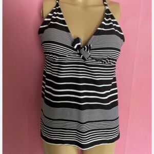 Black and White Striped Women's Top